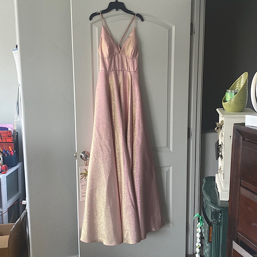 Dazzling sparkle light pink dress.